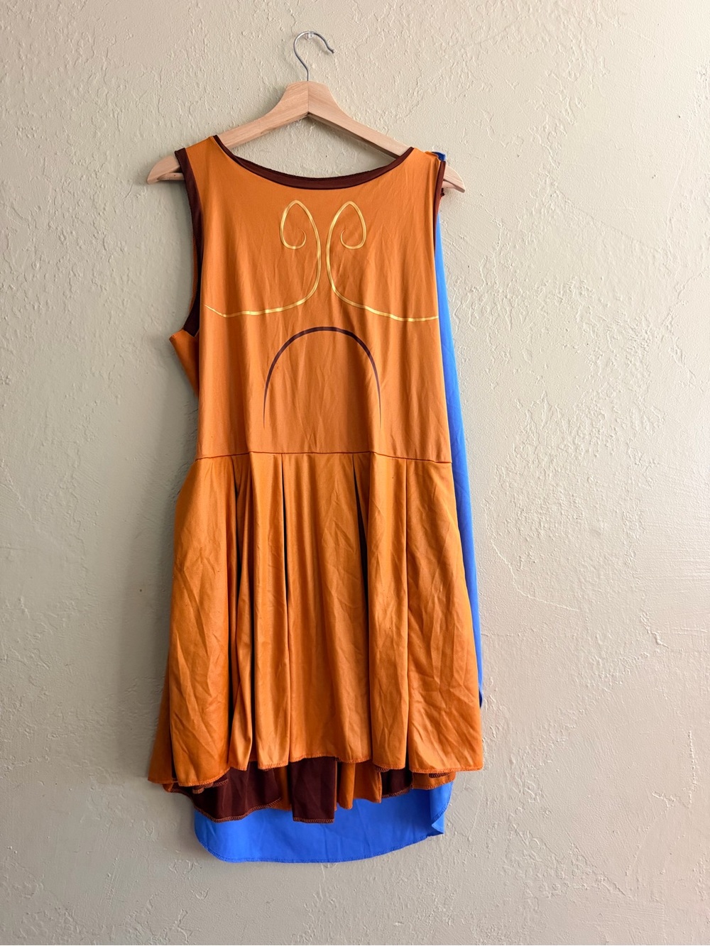 Disney Orange Hercules  High-Low Sleeveless Costume with Brown Trim
